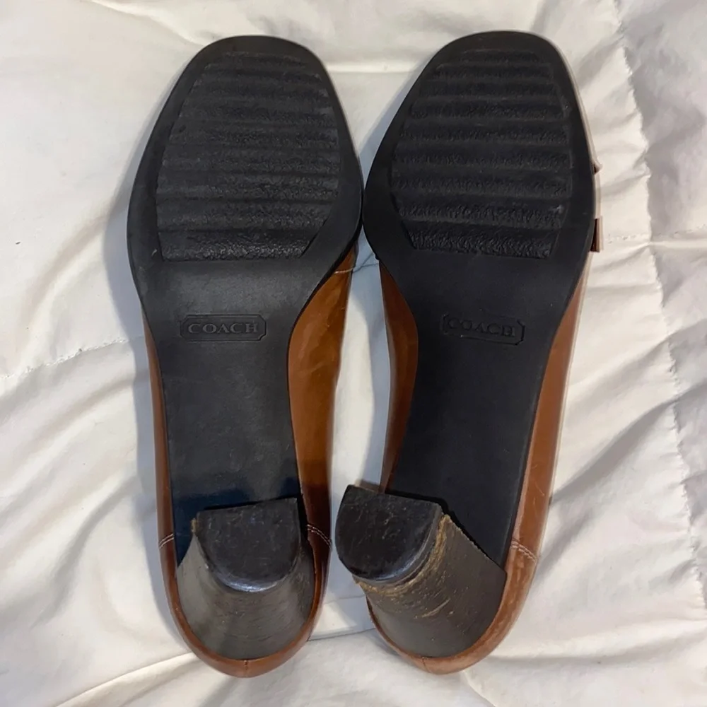 Coach Brown Leather Loafer Heels